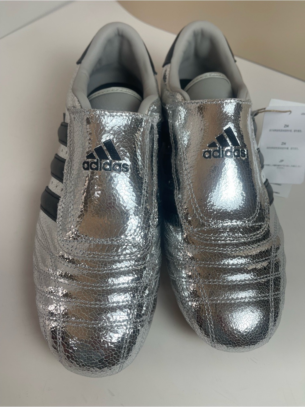 Adidas Originals Taekwondo Women’s Leather Silver Metallic Black Sneakers 6.5 - Picture 2 of 12